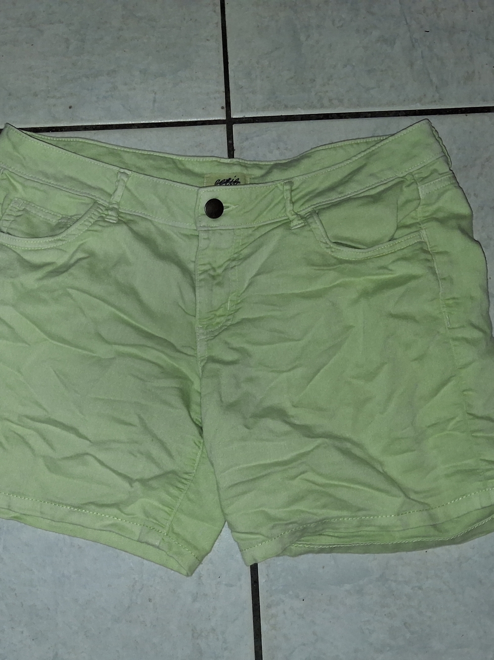 aerie Light Lime Green Denim Shorts